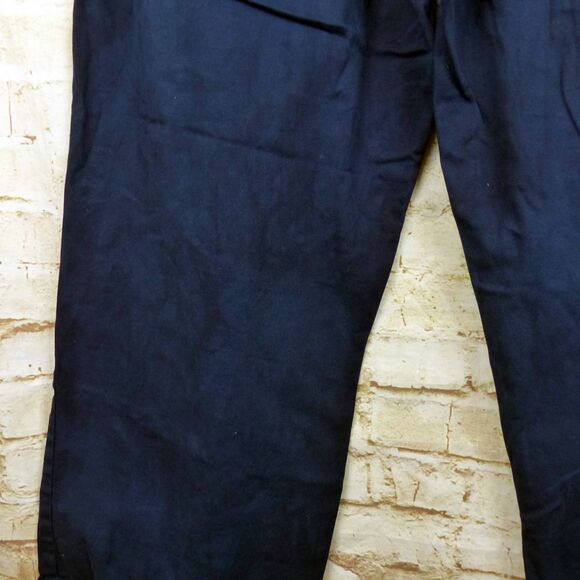 Uniqlo Pants Women 6 Navy Blue High-Waisted Wide Leg Relaxed Fit Chino Preppy - Picture 4 of 13